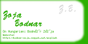 zoja bodnar business card